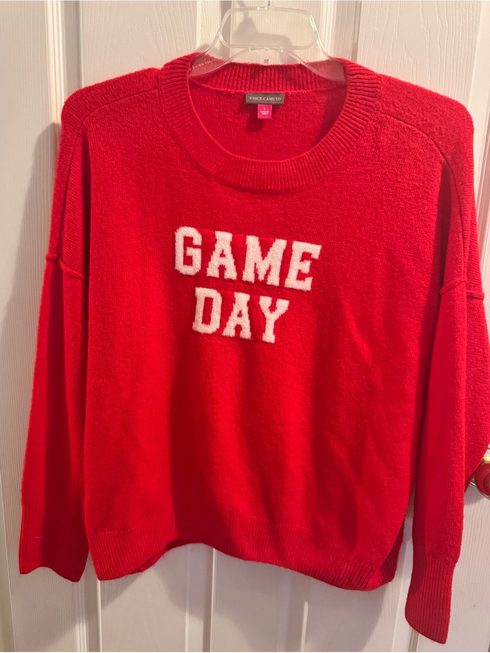 Vince Camuto Bright Red 'GAME DAY' Crewneck Sweater